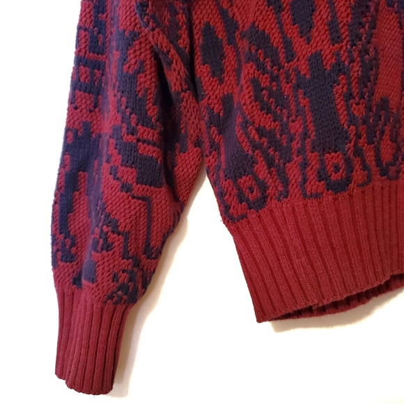 Vintage Lord Jeff Grandpa Sweater Red Blue - Picture 4 of 6